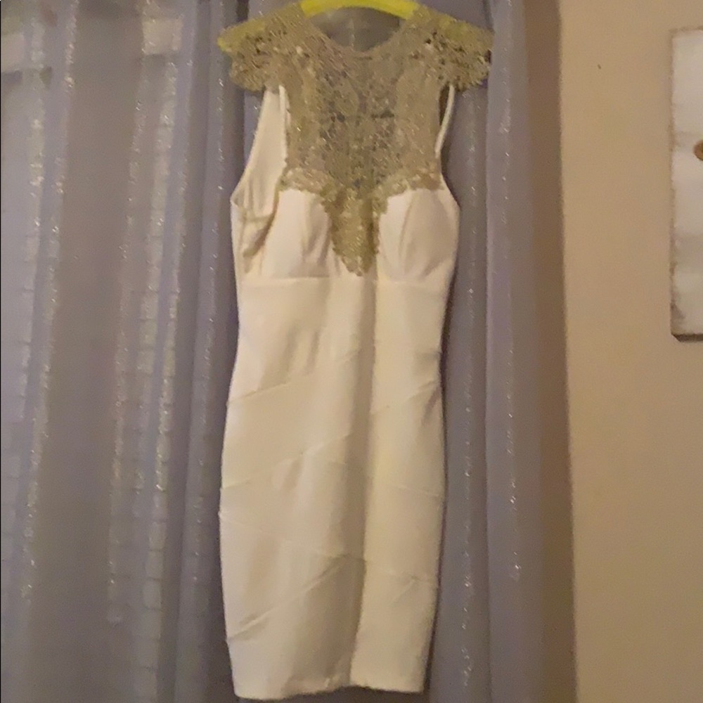 White/gold dress